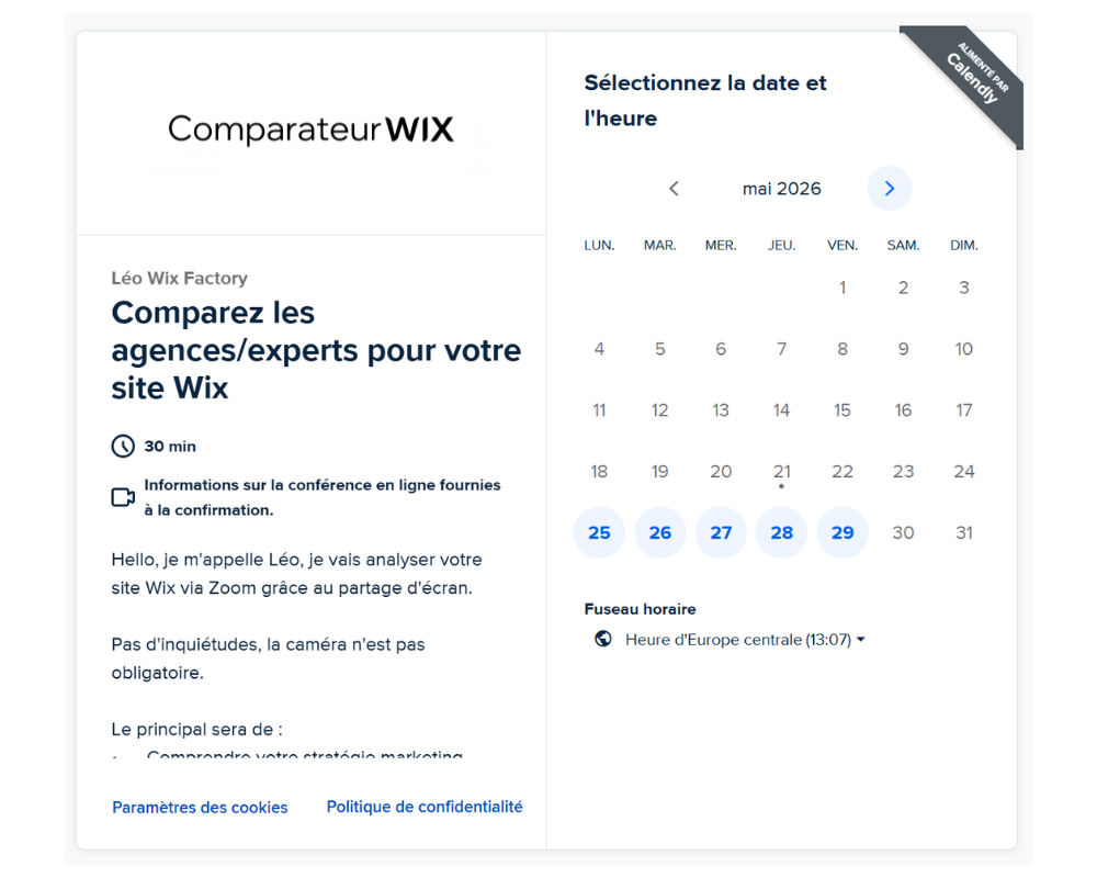 Réserver un créneau visio sur Calendly